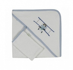 Полотенце-уголок и варежка Little Pilot из 100% хлопка (Kidboo, 00-0011703)